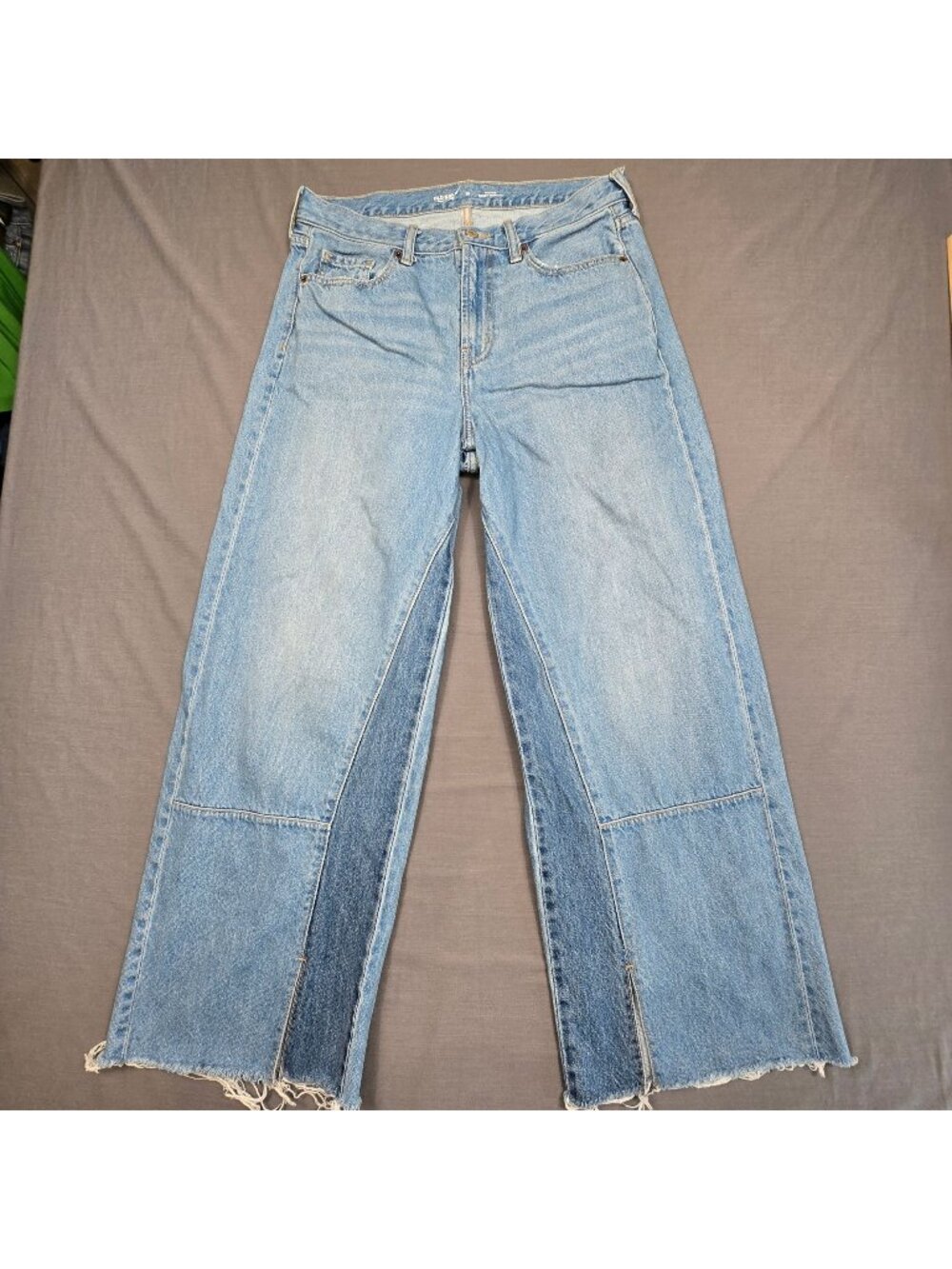 Old Navy Womens High Rise Baggy Wide Leg Jeans Size 10 Blue Denim Frayed Hem